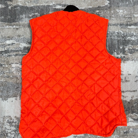 Vintage Duck Camo and Blaze Orange Reversible Hunting Puffer Vest Size Large - Picture 4 of 5